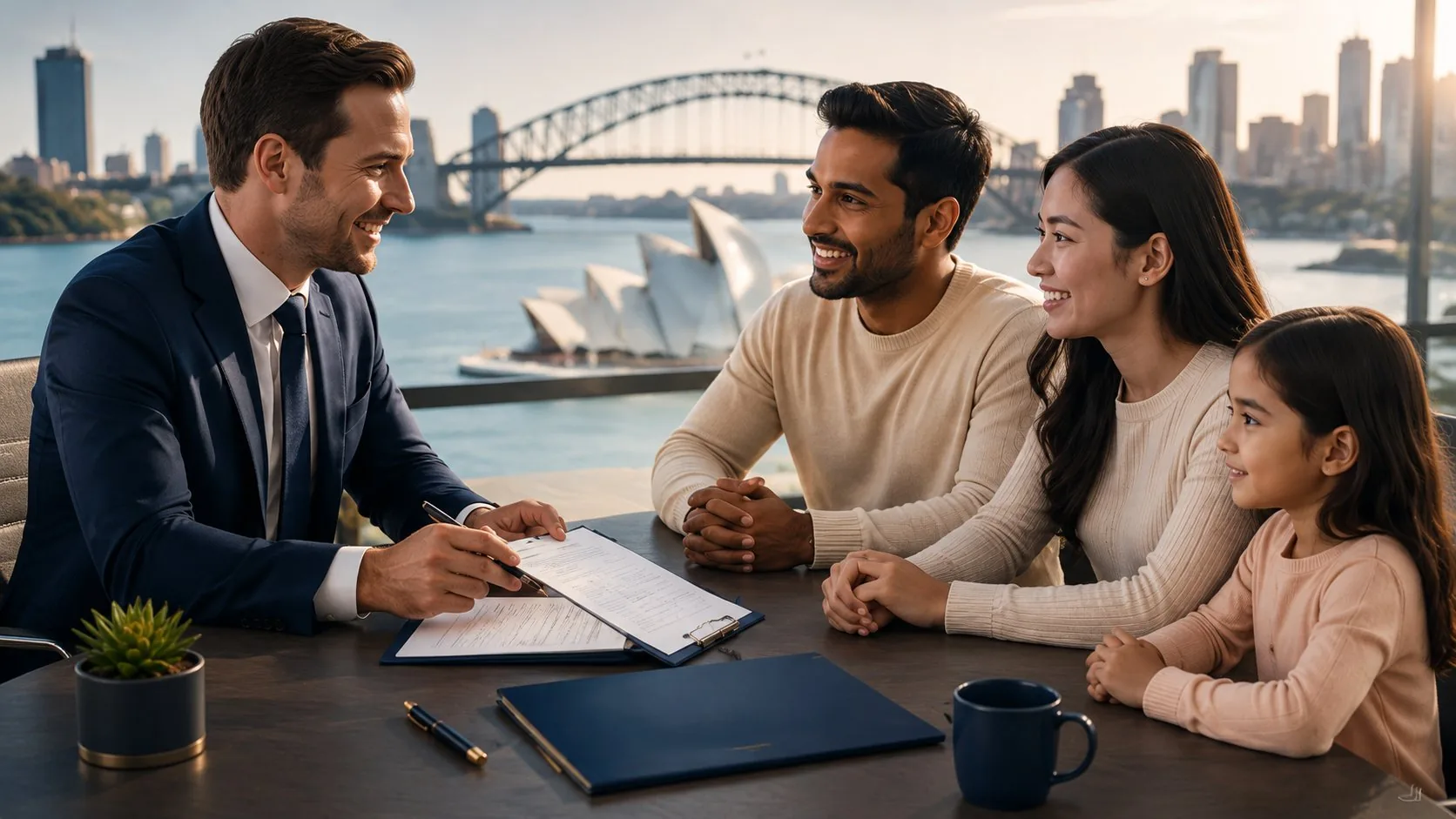 Professional migration advisor discussing visa options with a client in Australia